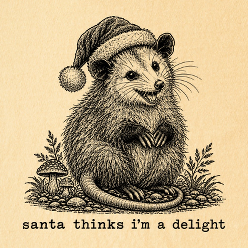 Santa Thinks I Am a Delight Possum Kids Cotton T-Shirt