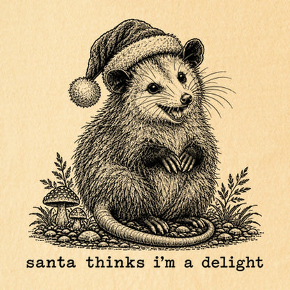 Santa Thinks I Am a Delight Possum Kids Cotton T-Shirt