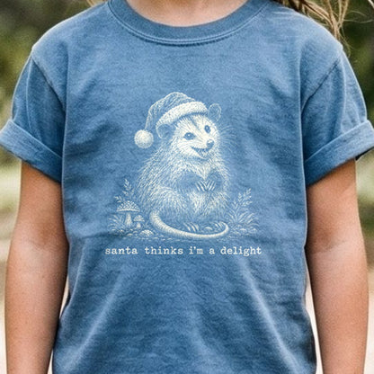 Santa Thinks I Am a Delight Possum Kids Cotton T-Shirt