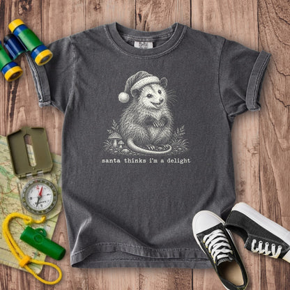 Santa Thinks I Am a Delight Possum Kids Cotton T-Shirt