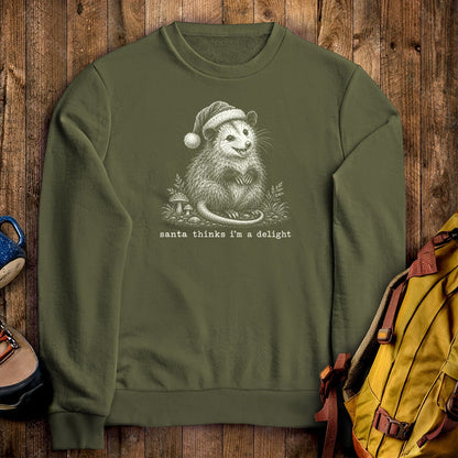 Santa Thinks I Am a Delight Possum Crewneck Sweatshirt