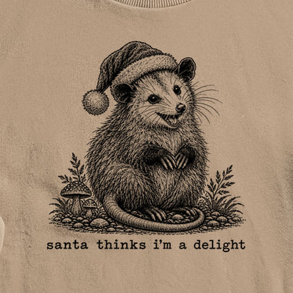 Santa Thinks I Am a Delight Possum Crewneck Sweatshirt