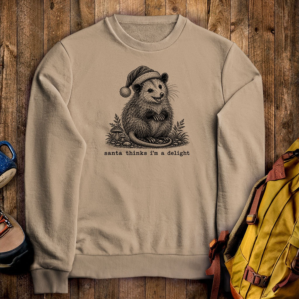 Santa Thinks I Am a Delight Possum Crewneck Sweatshirt