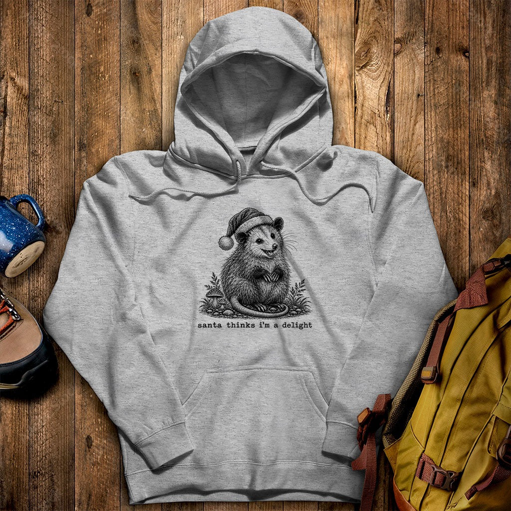 Santa Thinks I Am a Delight Possum Hoodie