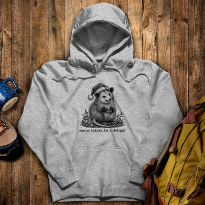 Santa Thinks I Am a Delight Possum Hoodie