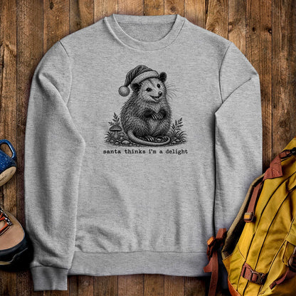 Santa Thinks I Am a Delight Possum Crewneck Sweatshirt
