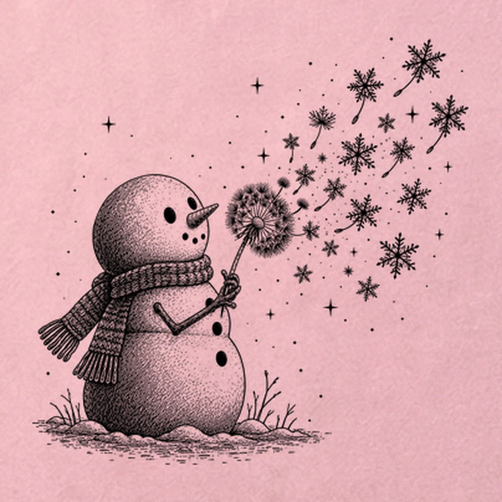 Snowman Dandelion Wish Cotton T-Shirt