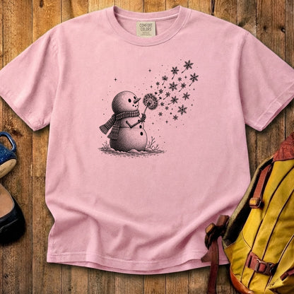 Snowman Dandelion Wish Cotton T-Shirt