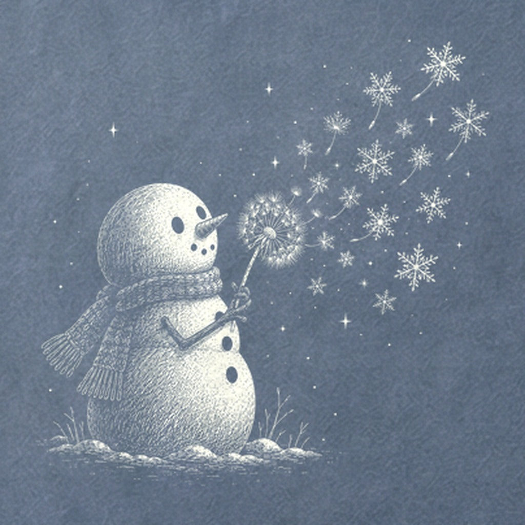 Snowman Dandelion Wish Cotton T-Shirt