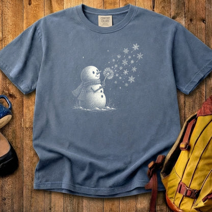Snowman Dandelion Wish Cotton T-Shirt