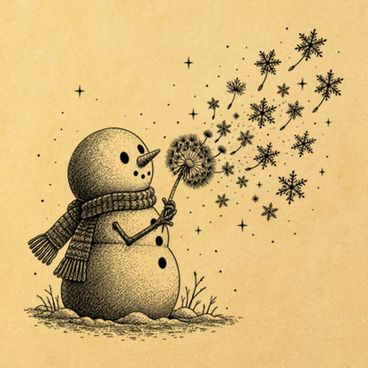 Snowman Dandelion Wish Cotton T-Shirt