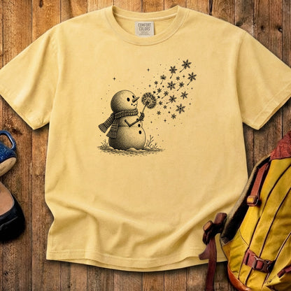 Snowman Dandelion Wish Cotton T-Shirt