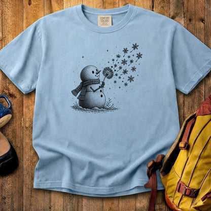 Snowman Dandelion Wish Cotton T-Shirt