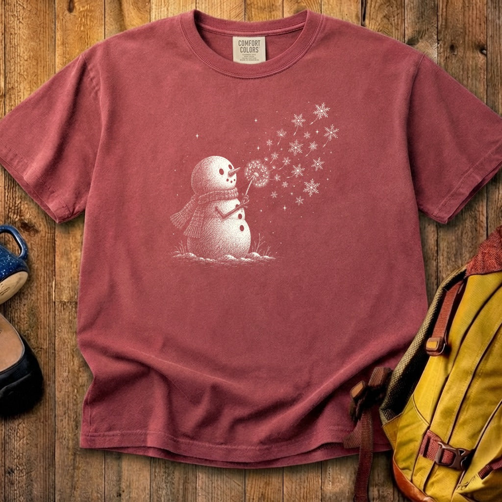 Snowman Dandelion Wish Cotton T-Shirt