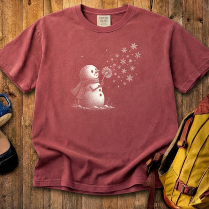 Snowman Dandelion Wish Cotton T-Shirt