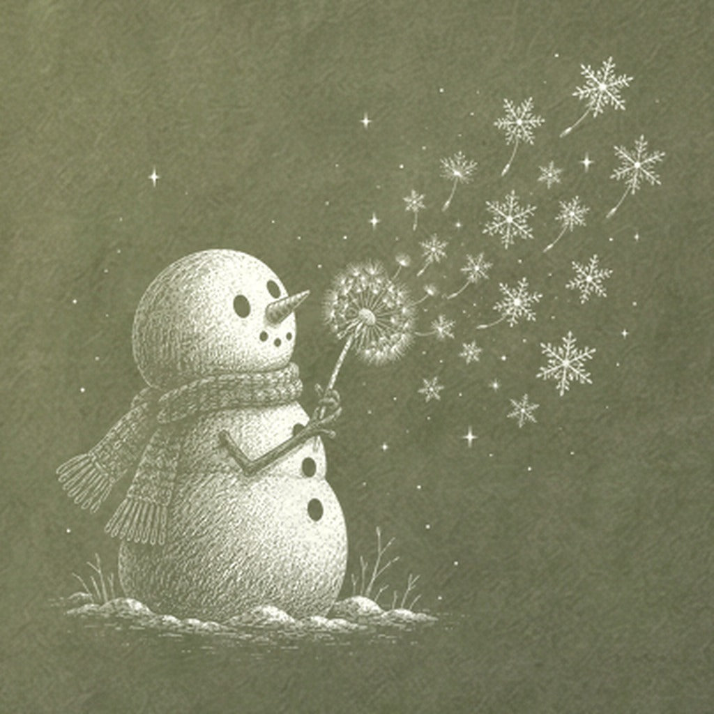Snowman Dandelion Wish Cotton T-Shirt
