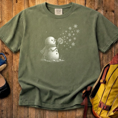 Snowman Dandelion Wish Cotton T-Shirt