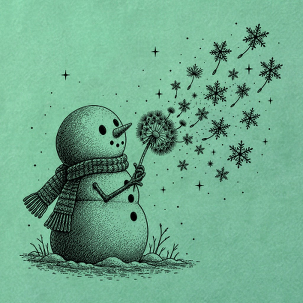Snowman Dandelion Wish Cotton T-Shirt