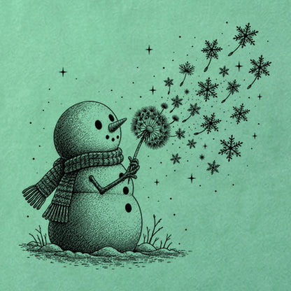 Snowman Dandelion Wish Cotton T-Shirt