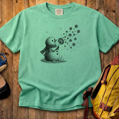 Snowman Dandelion Wish Cotton T-Shirt
