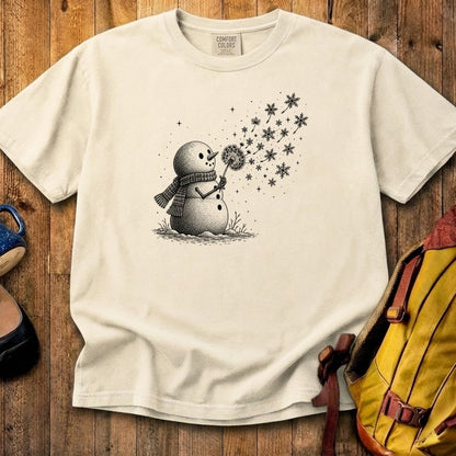 Snowman Dandelion Wish Cotton T-Shirt