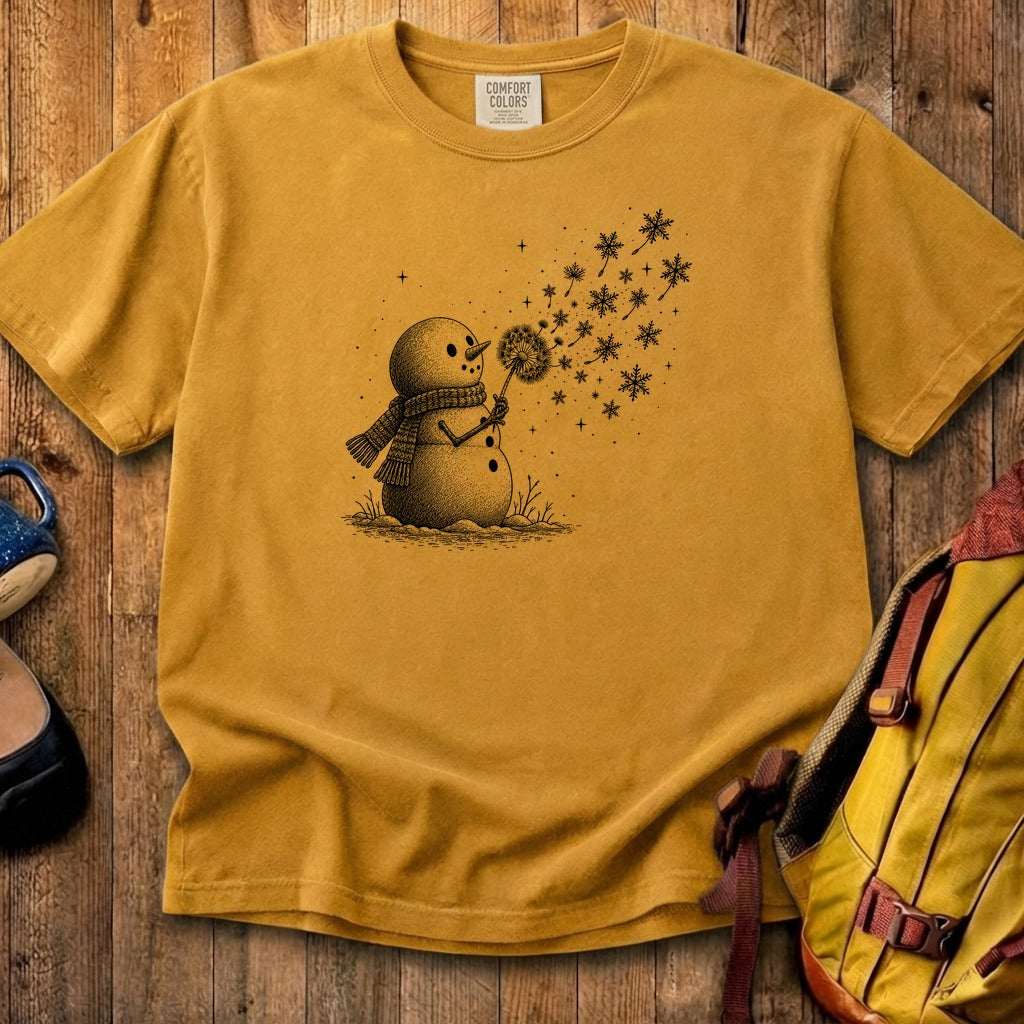Snowman Dandelion Wish Cotton T-Shirt