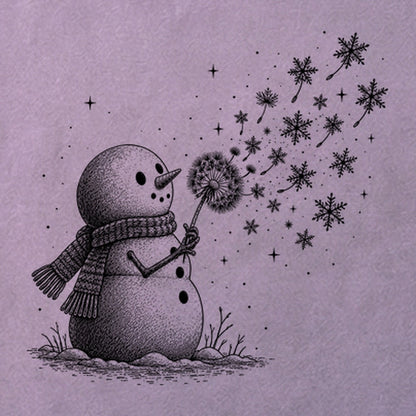 Snowman Dandelion Wish Cotton T-Shirt