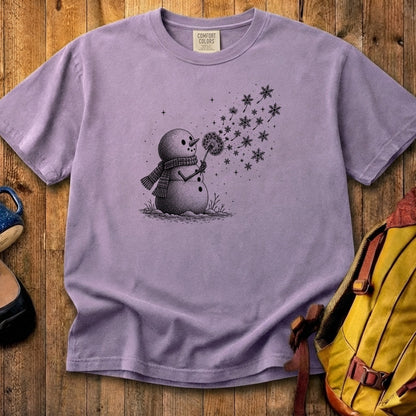 Snowman Dandelion Wish Cotton T-Shirt