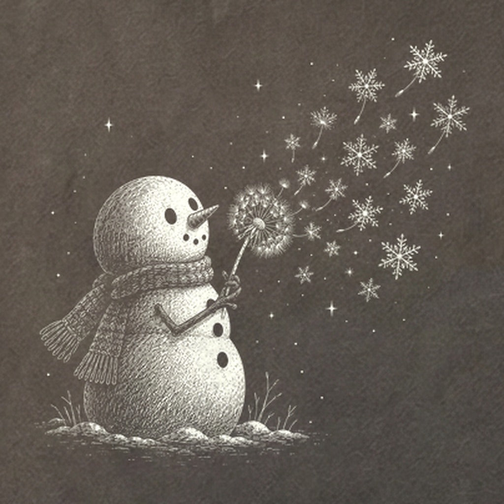Snowman Dandelion Wish Cotton T-Shirt