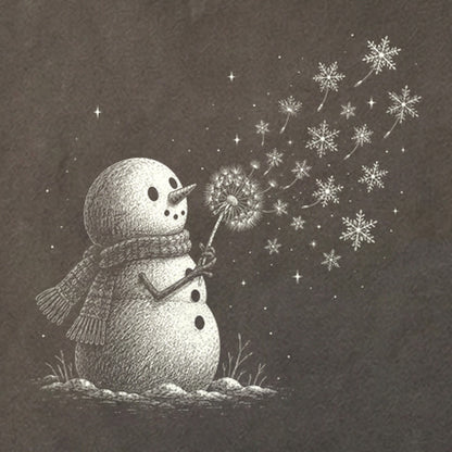 Snowman Dandelion Wish Cotton T-Shirt