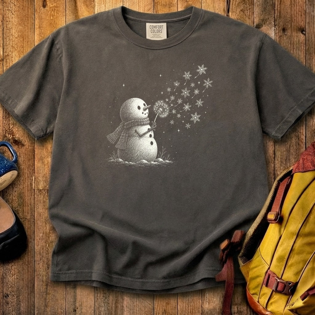 Snowman Dandelion Wish Cotton T-Shirt
