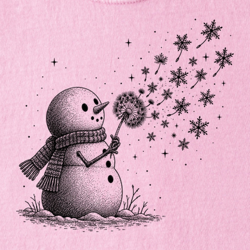 Snowman Dandelion Wish Kids Cotton T-Shirt