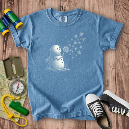 Snowman Dandelion Wish Kids Cotton T-Shirt