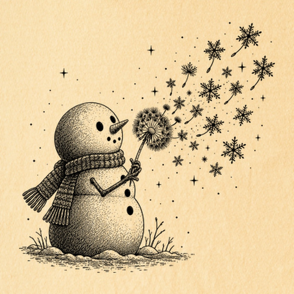 Snowman Dandelion Wish Kids Cotton T-Shirt