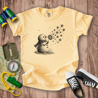 Snowman Dandelion Wish Kids Cotton T-Shirt