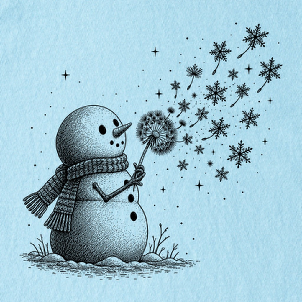 Snowman Dandelion Wish Kids Cotton T-Shirt