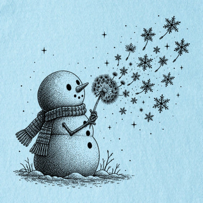 Snowman Dandelion Wish Kids Cotton T-Shirt