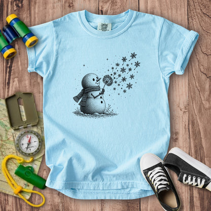 Snowman Dandelion Wish Kids Cotton T-Shirt