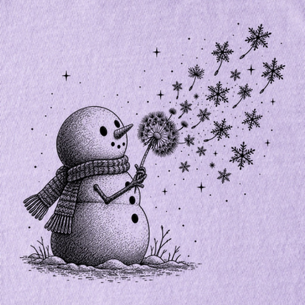 Snowman Dandelion Wish Kids Cotton T-Shirt