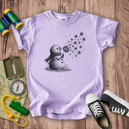 Snowman Dandelion Wish Kids Cotton T-Shirt
