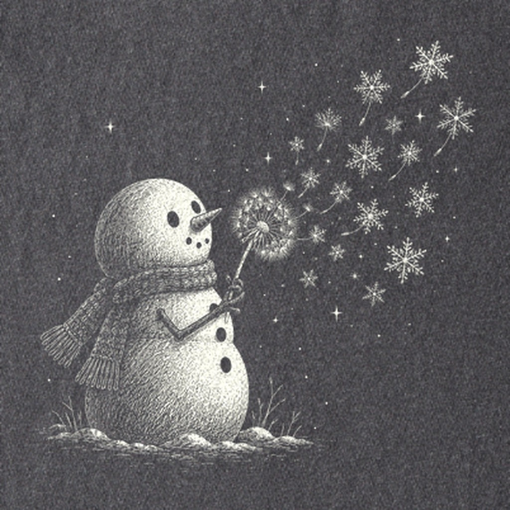 Snowman Dandelion Wish Kids Cotton T-Shirt