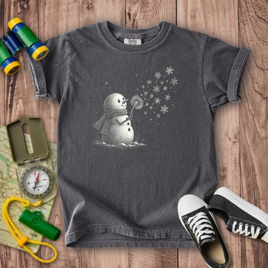 Snowman Dandelion Wish Kids Cotton T-Shirt