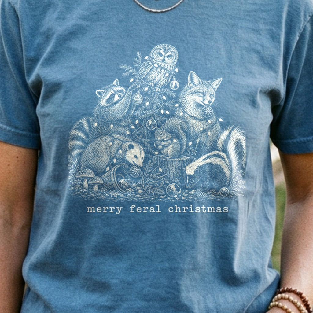Merry Feral Christmas Cotton T-Shirt