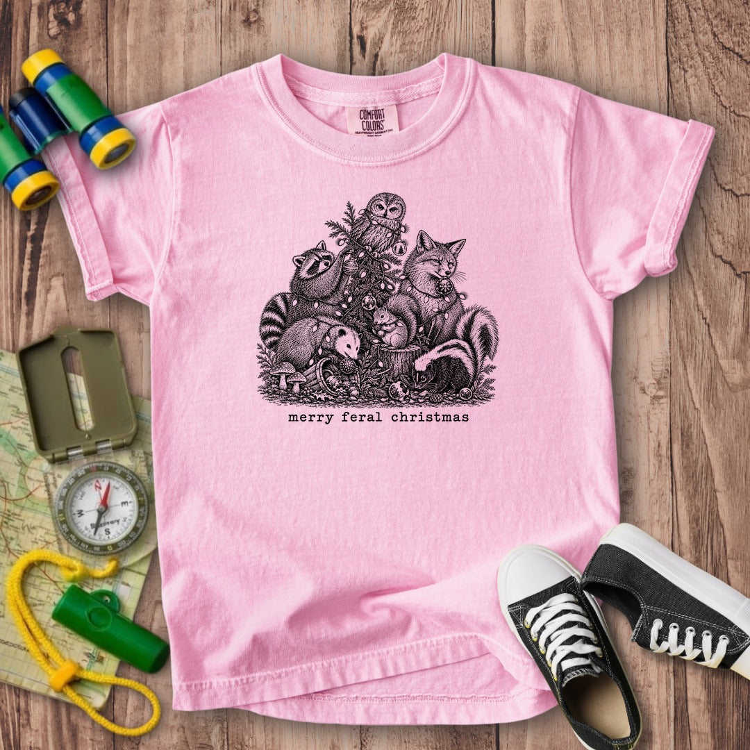 Merry Feral Christmas Kids Cotton T-Shirt
