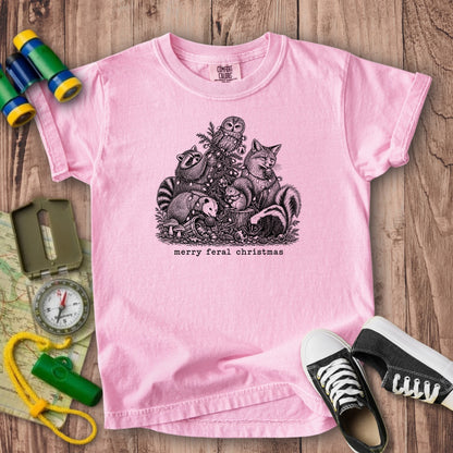 Merry Feral Christmas Kids Cotton T-Shirt