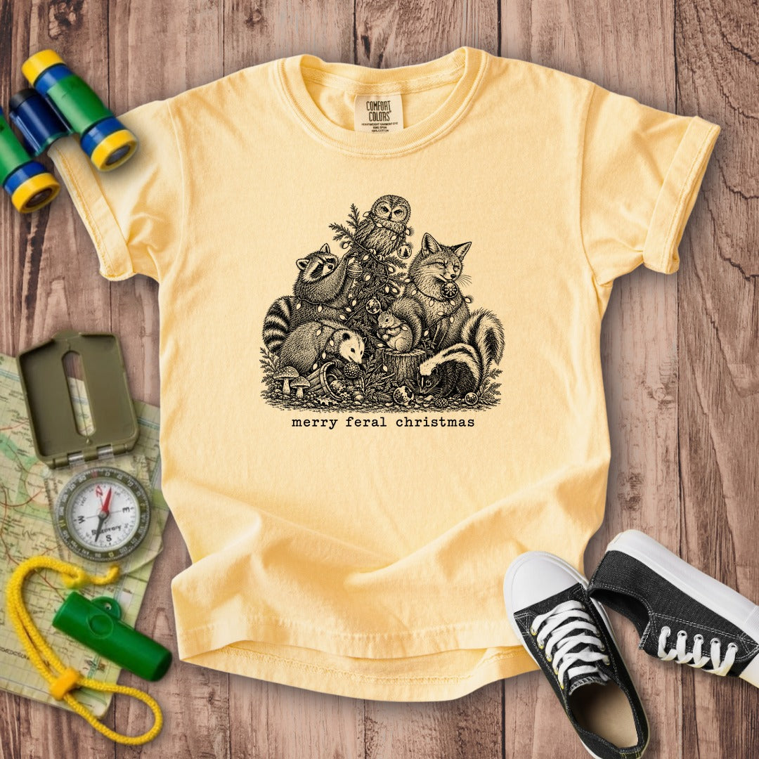 Merry Feral Christmas Kids Cotton T-Shirt