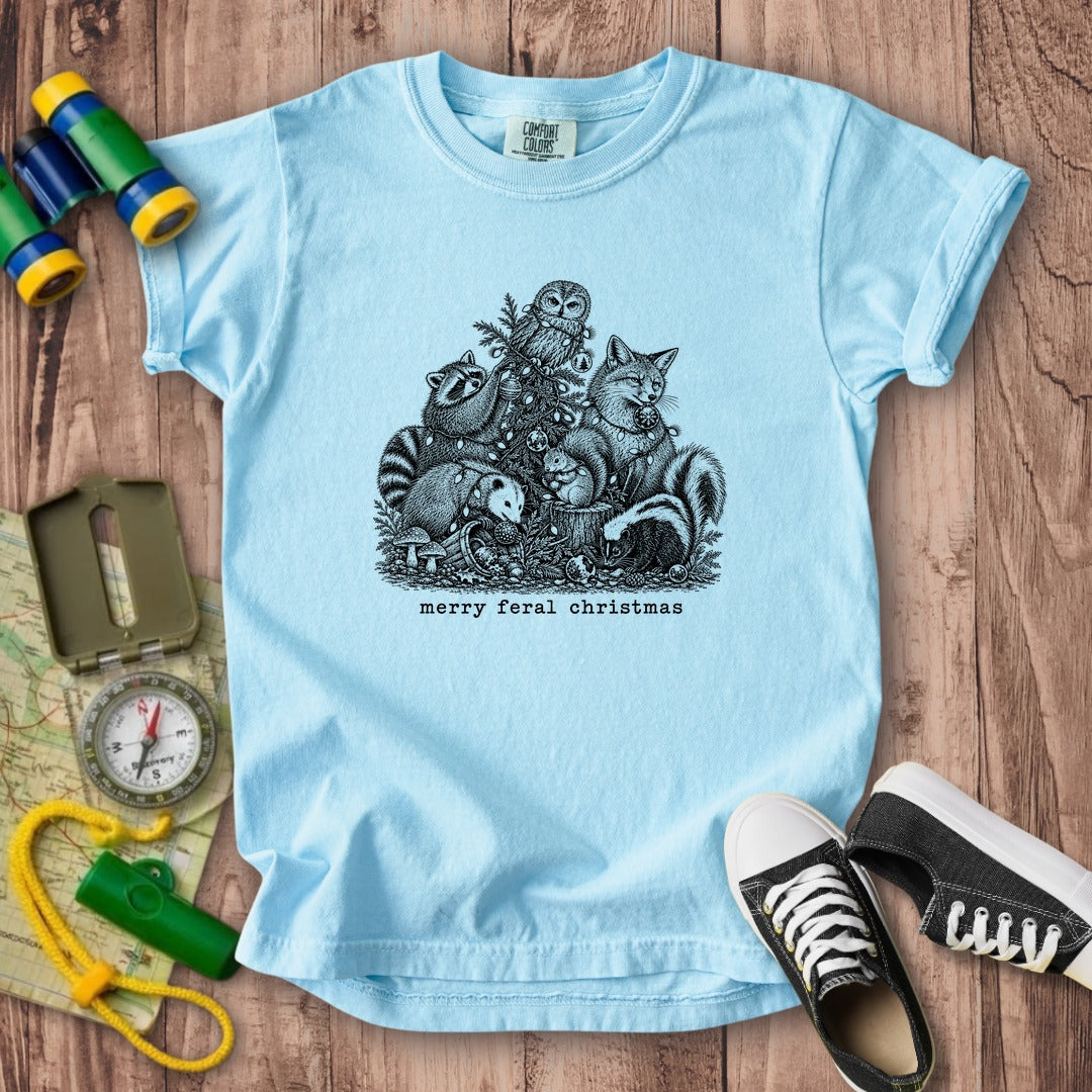 Merry Feral Christmas Kids Cotton T-Shirt
