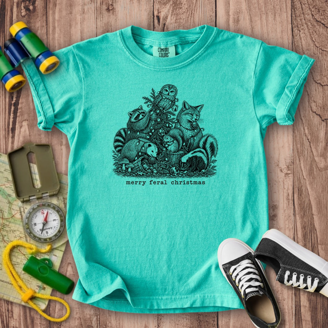 Merry Feral Christmas Kids Cotton T-Shirt