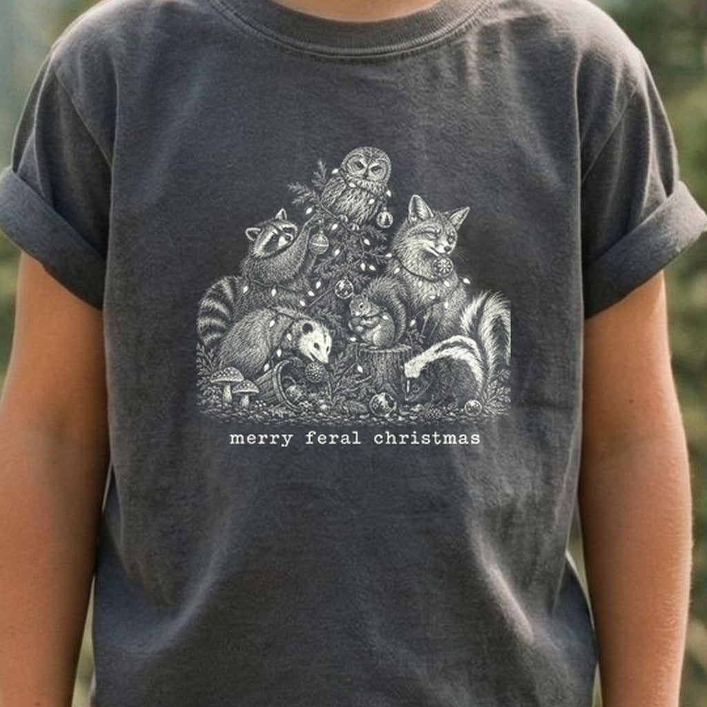 Merry Feral Christmas Kids Cotton T-Shirt