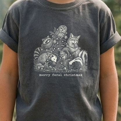 Merry Feral Christmas Kids Cotton T-Shirt